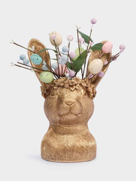 Ваза декоративная, 31 см, полирезин, золотистая, Кролик в венке, Rabbit ANNA LAFARG ANLAF-CQC1SK
