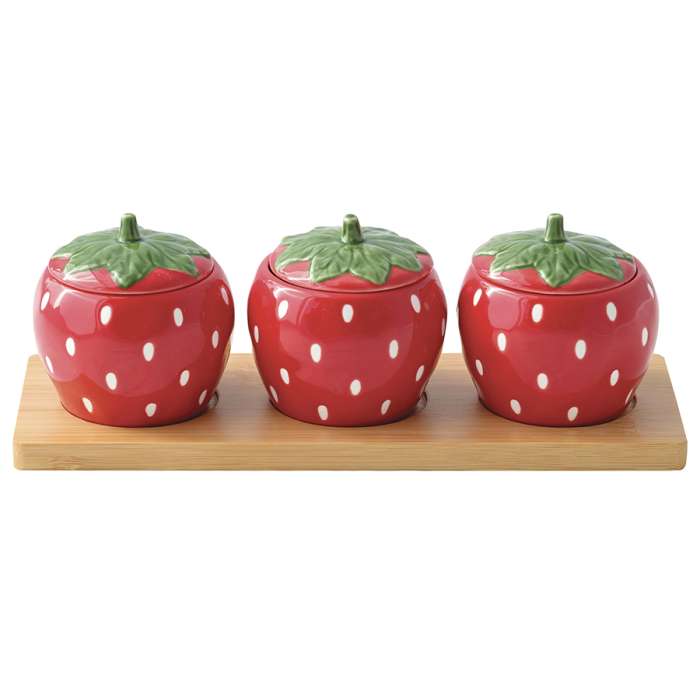Набор банок для хранения на подставке jardin des fraise, 3шт. Easy Life R3487/JARF