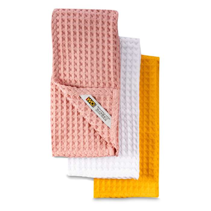 Набор полотенец кухонных VALENCIA 50х70 см, 3 шт, хлопок, белый, желтый, розовый, п/к WO HOME WO1081