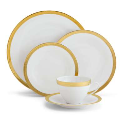 Сервиз чайно-столовый Michael Aram Золотой кант на 1 персону 5 предметов, фарфор