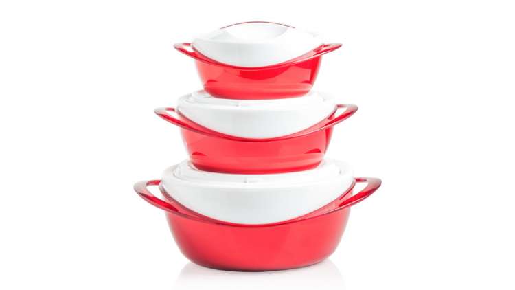 Набор термокастрюль 3шт. (0,6л, 1,2л, 2,5л. ) (красный) PINNACLE PIN-PA-1207