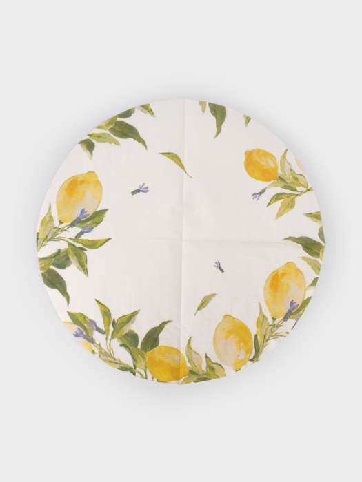 Салфетки бумажные, 33 см, 20 шт, круглые, белые, Лимоны, Palermo ANNA LAFARG ANLAF-WUH-S26-04