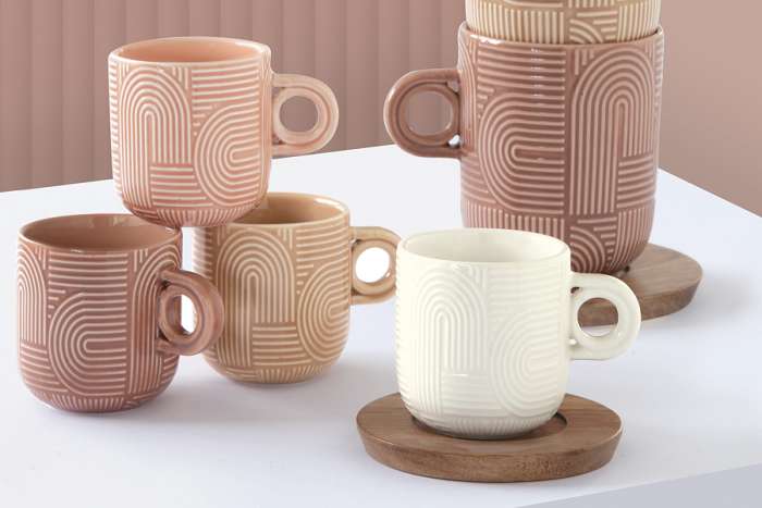 Набор из 2-х чашек Радуга, бежевая и коричневая, 0,25 л EASY LIFE EL-R1781/TLO4