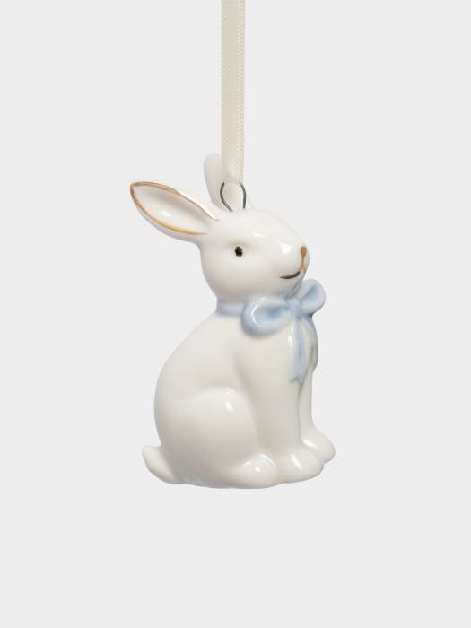 Подвеска декоративная, 7 см, фарфор P, молочная, Кролик с бантом, White Rabbit ANNA LAFARG ANLAF-CQCAZ1
