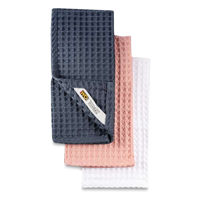 Набор полотенец кухонных VALENCIA 50х70 см, 3 шт, хлопок, серый, белый, розовый, п/к WO HOME WO1080