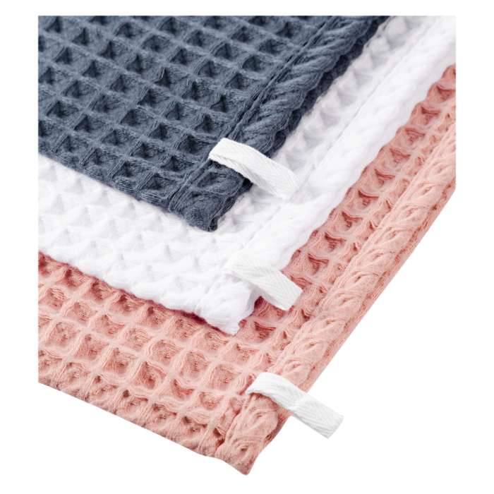 Набор полотенец кухонных VALENCIA 50х70 см, 3 шт, хлопок, серый, белый, розовый, п/к WO HOME WO1080