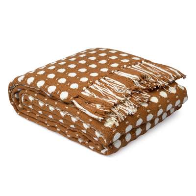 Покрывало из хлопка polka dots карамельного цвета из коллекции essential, 230х250 см Tkano TK23-BS0009