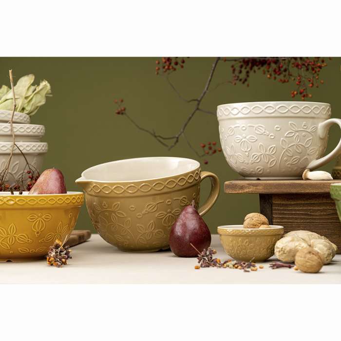 Кувшин для смешивания кремового цвета с рельефным узором Ягоды Тайги из коллекции russian north, 2л Tkano TK22-TW_BW0014