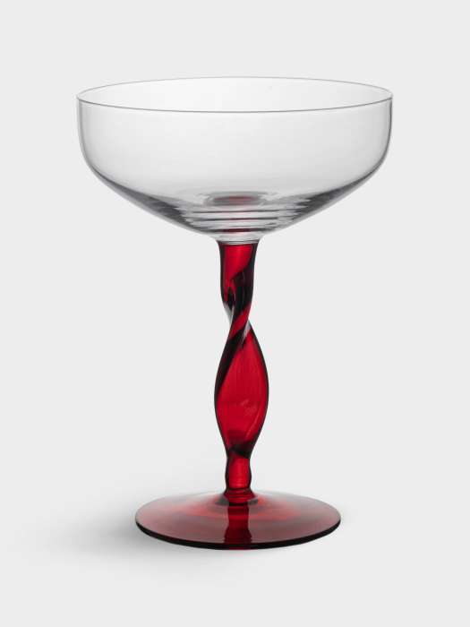 Бокал-креманка для шампанского, 370 мл, 2 шт, стекло, красная ножка, Villalago ANNA LAFARG ANLAF-NC20250115-4