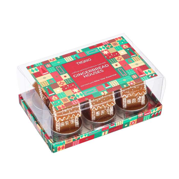 Набор декоративных свечей gingerbread houses из коллекции new year essential, 6 шт. Tkano TK25-NY_CND0005