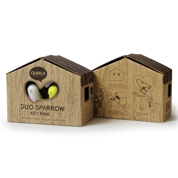 Держатель для ключей duo sparrow, коричневый/белый/оранжевый QUALY QL10124-BN-WH-OR