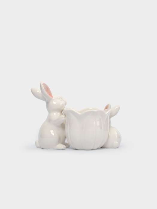 Конфетница, 19х15 см, керамика, молочно-золотистая, Кролики с цветком, White Rabbit ANNA LAFARG ANLAF-DJIA-010825-6