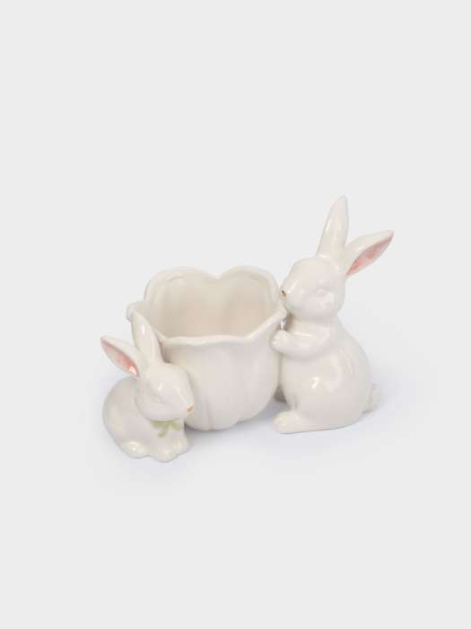 Конфетница, 19х15 см, керамика, молочно-золотистая, Кролики с цветком, White Rabbit ANNA LAFARG ANLAF-DJIA-010825-6