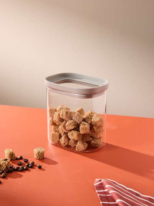 Банка для хранения прямоугольная vacuum glass, 750 мл, светло-серая Smart Solutions SS0000389