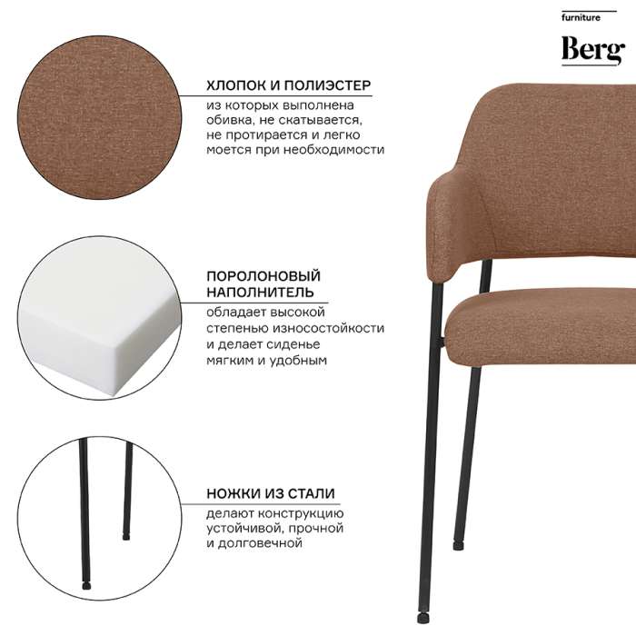 Стул wendy, рогожка, терракота Bergenson Bjorn BECH-WEVTEX08