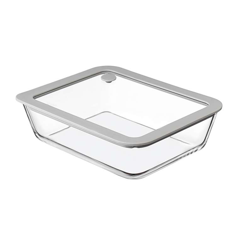 Контейнер для запекания и хранения стеклянный с вакуумным эффектом, 1,4 л, светло-серый Smart Solutions SS0000228