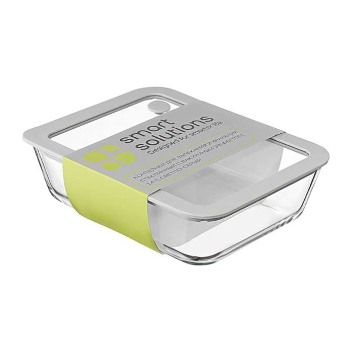 Контейнер для запекания и хранения стеклянный с вакуумным эффектом, 1,4 л, светло-серый Smart Solutions SS0000228