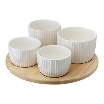 Менажница soft ripples, dual glazing, на деревянной подставке, 4 чаши Liberty Jones LJ0000342