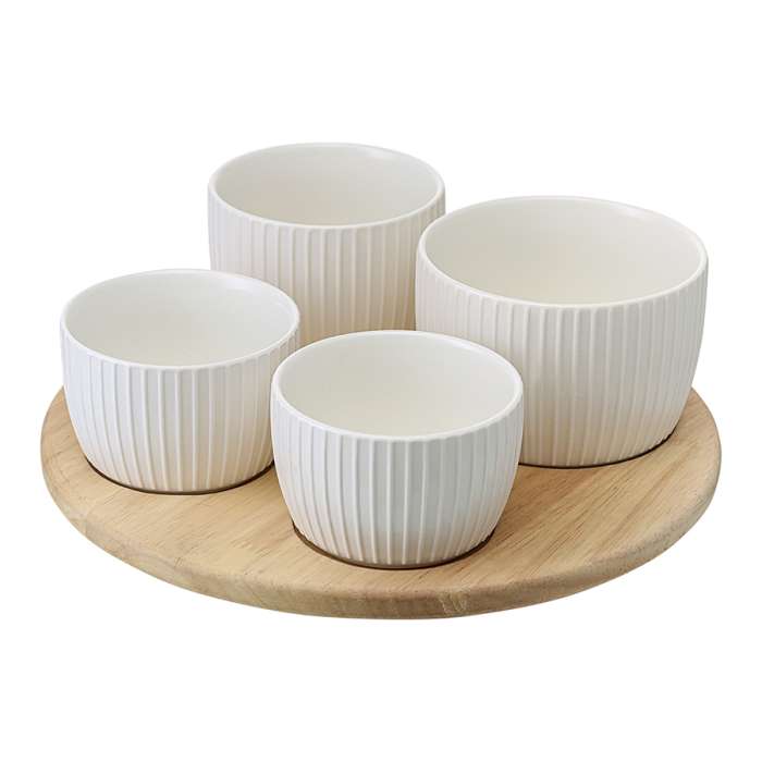 Менажница soft ripples, dual glazing, на деревянной подставке, 4 чаши Liberty Jones LJ0000342