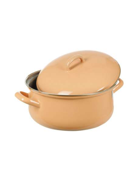 Кастрюля коническая с эмалированной крышкой 22 см, 3.0 л, персик, LIGHT PINK RIESS 0614-062