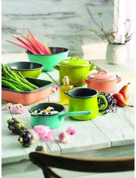 Кастрюля коническая с эмалированной крышкой 22 см, 3.0 л, персик, LIGHT PINK RIESS 0614-062