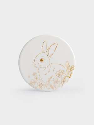 Подставка под кружку, 11 см, круглая, керамика/пробка, белая, Золотистый кролик, White Rabbit ANNA LAFARG ANLAF-YUX-ESTRN5
