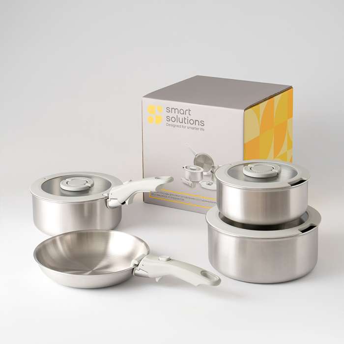 Набор посуды для приготовления со съемными ручками 3ply balance, 9 предметов Smart Solutions SS0000419