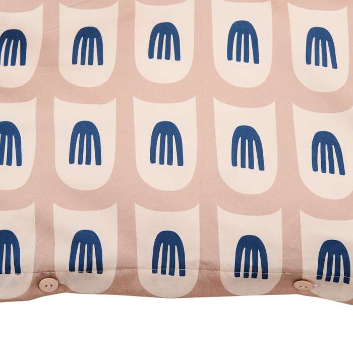 Комплект постельного белья двуспальный из сатина бежево-розового цвета с принтом Blossom time из коллекции Cuts&Pieces TKANO TK20-DC0051