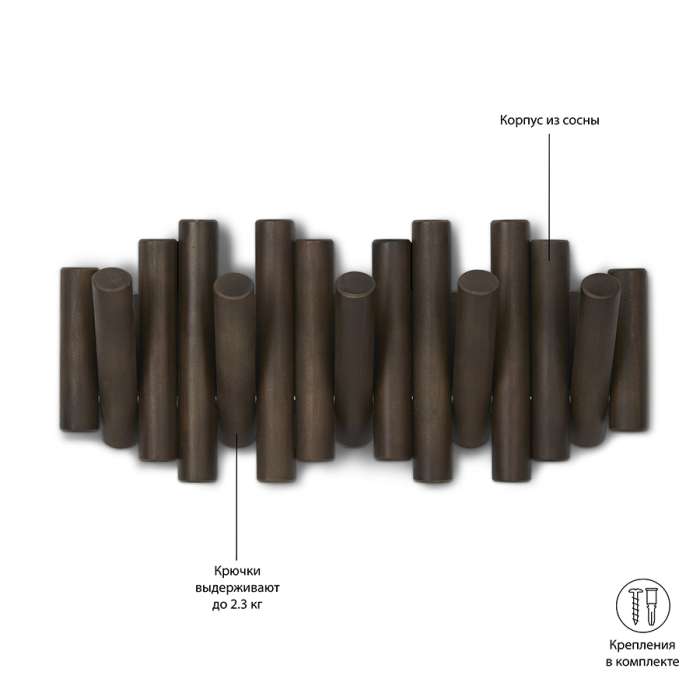Вешалка настенная picket, 5 крючков, состаренный орех UMBRA 1011471-746
