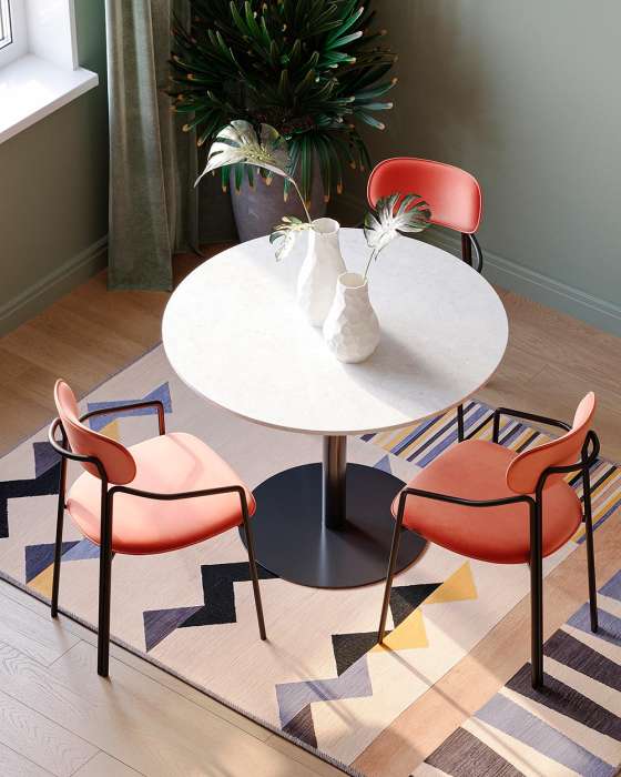 Стол обеденный trond, D100 см, белый мрамор/черный Bergenson Bjorn BB0000487