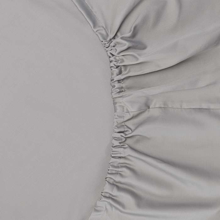 Простыня на резинке из премиального сатина серого цвета из коллекции essential, 160х200х30 см Tkano TK24-FS0001