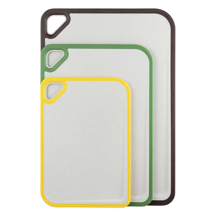 Доска разделочная из пшеничного волокна Homi, 29х20 см, светло-серая с желтым кантом SMART SOLUTIONS SS-CB-PPYEL-29-20