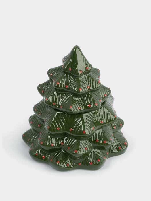 Емкость для хранения, 15x17 см, 510 мл, керамика, зелено-красная, Елка, Fir ANNA LAFARG ANLAF-JIA-220125-2