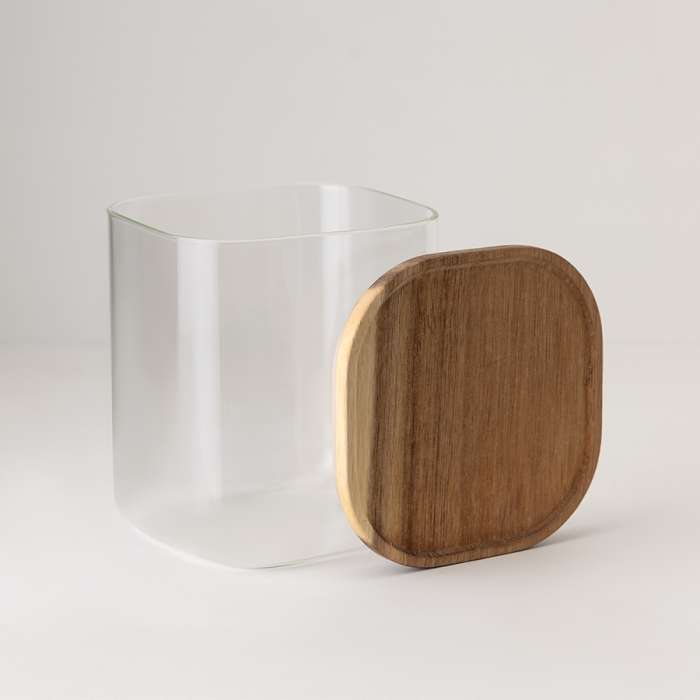 Банка для хранения квадратная glass acacia, 1,5 л Smart Solutions SS0000347