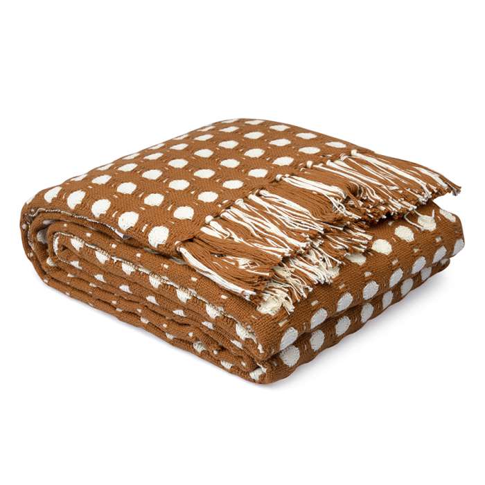 Покрывало из хлопка polka dots карамельного цвета из коллекции essential, 230х250 см Tkano TK23-BS0009