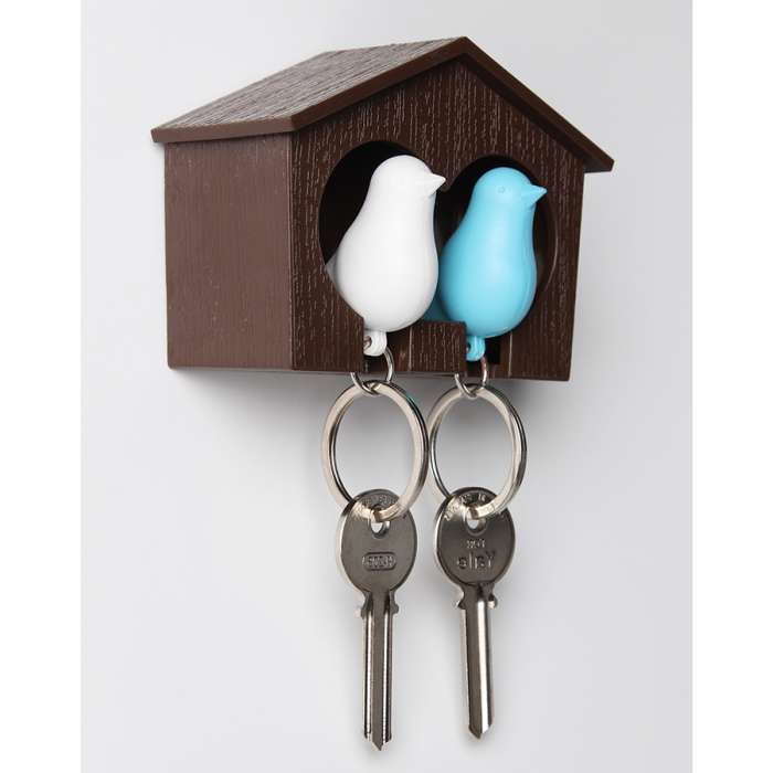 Держатель для ключей duo sparrow, коричневый/белый/голубой QUALY QL10124-BN-WH-BU