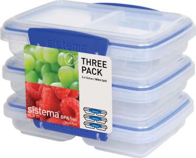 Набор контейнеров двухсекционных 350 мл (3шт) SISTEMA KLIP IT 1513