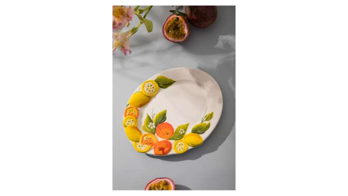 Блюдо овальное Лимоны и апельсины 22х12 см, керамика EDELWEISS EDW-368G