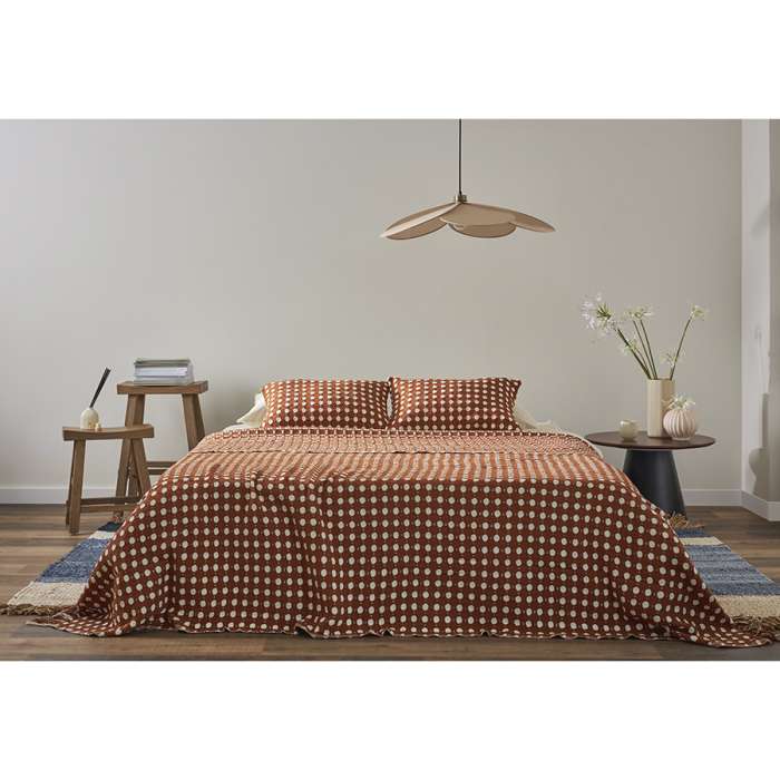 Покрывало из хлопка polka dots карамельного цвета из коллекции essential, 180х250 см Tkano TK23-BS0010