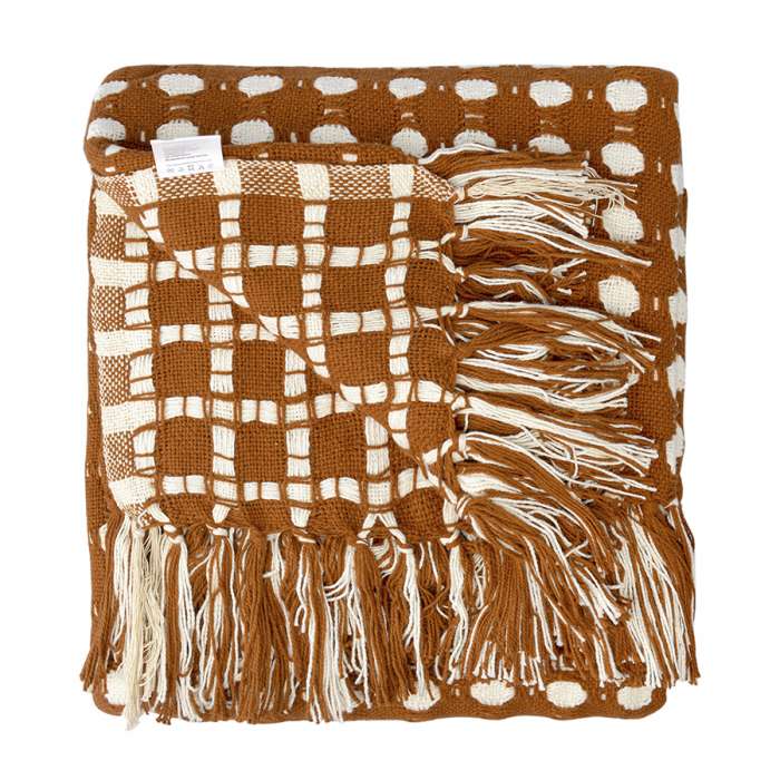 Покрывало из хлопка polka dots карамельного цвета из коллекции essential, 180х250 см Tkano TK23-BS0010