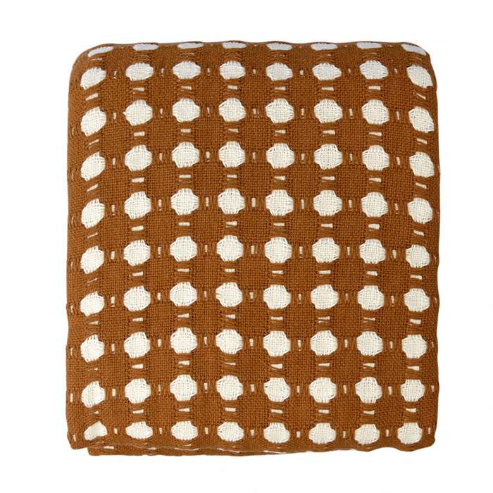 Покрывало из хлопка polka dots карамельного цвета из коллекции essential, 180х250 см Tkano TK23-BS0010
