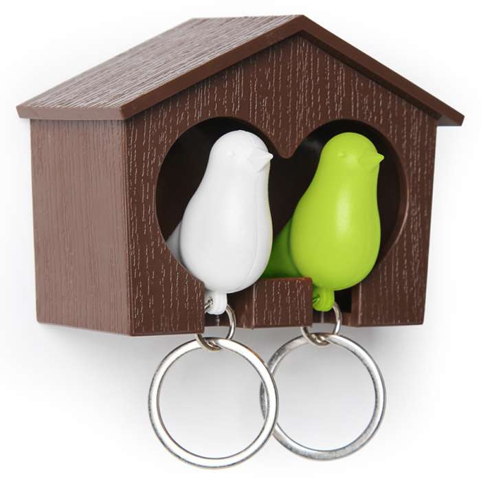 Держатель для ключей duo sparrow, коричневый/белый/зеленый QUALY QL10124-BN-WH-GN