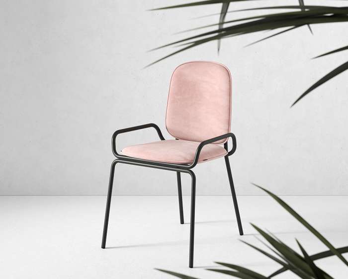 Стул ror, double frame, велюр, черный/розовый LATITUDE RORCH2FRBKVLRPK