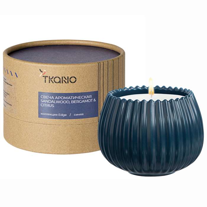 Свеча ароматическая sandalwood, bergamot & citrus из коллекции edge, синий, 30 ч Tkano TK23-ARO0004
