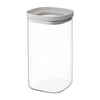 Банка для хранения стеклянная с крышкой, 1,5 л, светло-серая Smart Solutions SS0000234