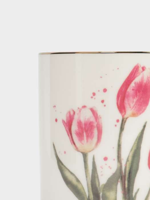 Кружка, 380 мл, фарфор F, белая, с золотистым кантом, Тюльпаны, Giardino ANNA LAFARG ANLAF-TNG160525-1