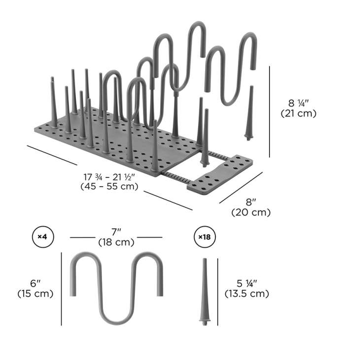 Органайзер для посуды и столовых приборов peggy, 20х55 см, серый UMBRA 1022265-149