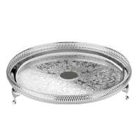 Блюдо круглое на ножках Queen Anne 35см, высокий борт, сталь, посеребрение QA-0/6391