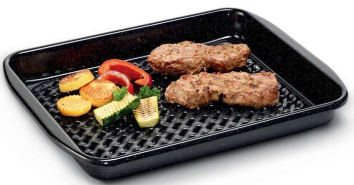 Перфорированный противень прямоугольный для гриля, мангала 42 х 33 х 4,5 см чёрный SWARZEMAILLE RIESS 0399-022