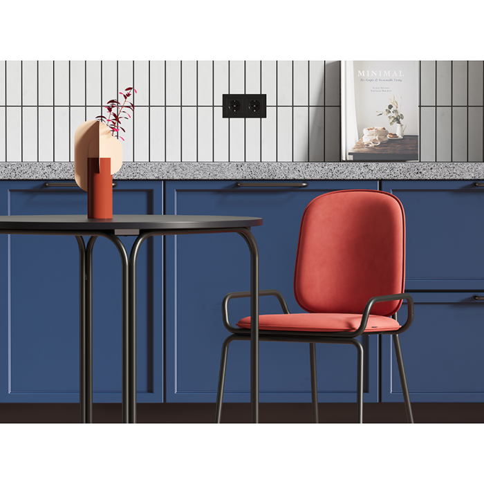 Стул ror, double frame, велюр, черный/темно-красный LATITUDE RORCH2FRBKVLRDRD